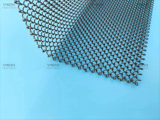 Tenda metallica personalizzata con collegamento a catena di dimensioni 6 * 6 mm in rete per schermo per camino con design a coppie