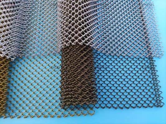 Tenda a rete metallica per camino in acciaio color oro per interni