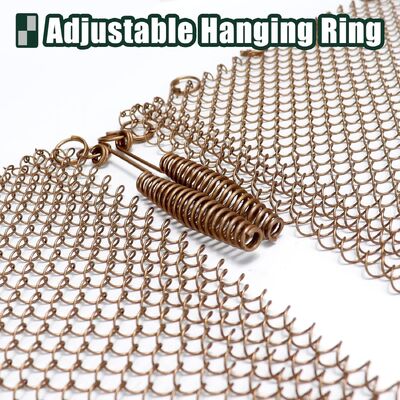 Tenda metallica personalizzata con collegamento a catena di dimensioni 6 * 6 mm in rete per schermo per camino con design a coppie