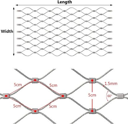 Griglia di cavi in acciaio inossidabile flessibile per la protezione della sicurezza degli aviari degli uccelli